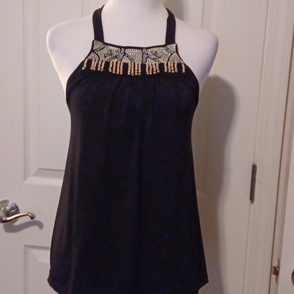 💙🌺The Limited Black Embellished Halter Tank Top - Picture 10 of 10